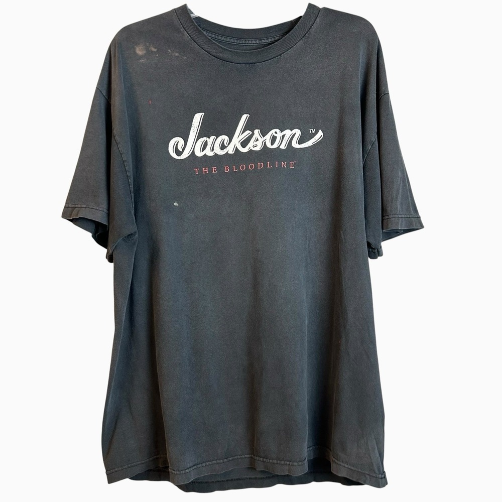 Jackson The Bloodline T Shirt Mens XL Black Faded T Shirt Metal Spellout Logo